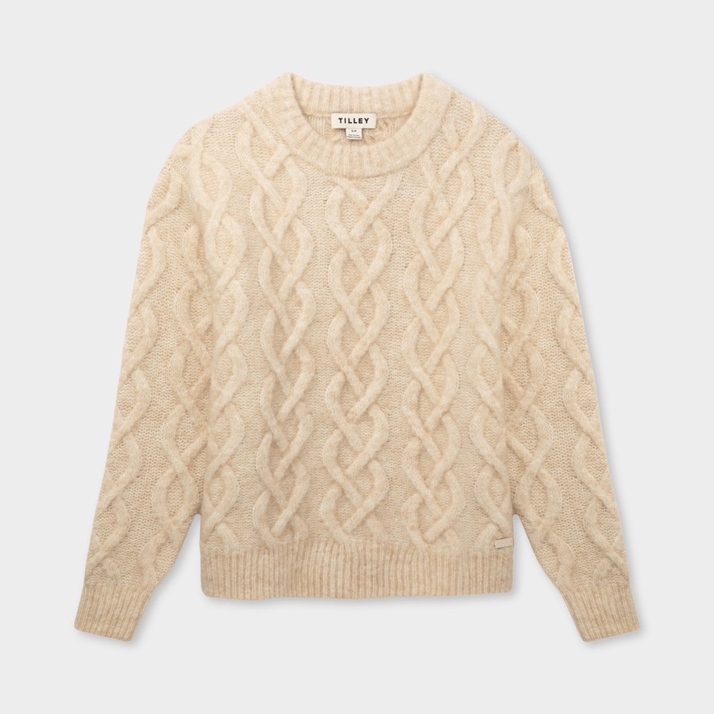 NWT Wool Mohair Cream Cable Knit Sweater Tilley
